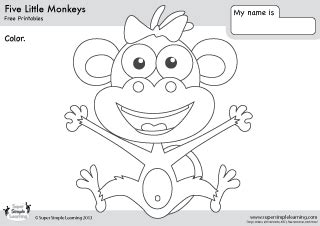 Five Little Monkeys Jumping On The Bed Coloring Pages