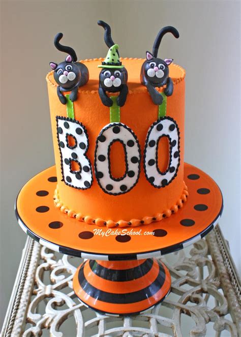 Black Cat Halloween Cake Video Tutorial - My Cake School