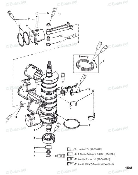 Mercury Outboard 200HP OEM Parts Diagram For Crankshaft Pistons And