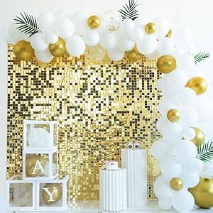 Amazon Shimmer Wall Backdrop Panels 24PCS Square Light Gold