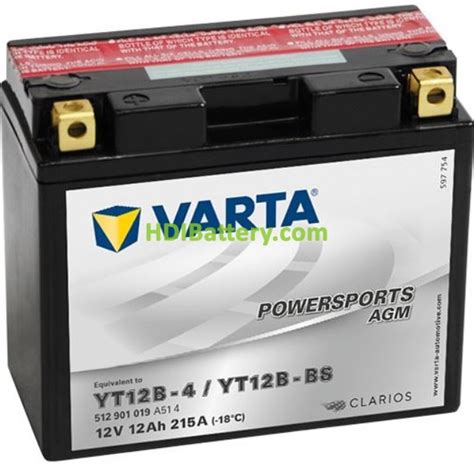 Batería para moto Varta AGM PowerSports YT12B 4 YT12B BS 12v 12ah