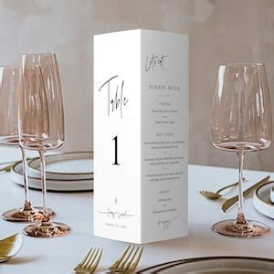 Tri Fold Wedding Table Number Template Trifold Table Number Menu