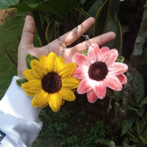 Jual Ready Stock Cod Gantungan Kunci Kawat Bulu Sunflower Bunga