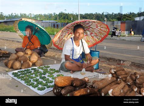 Woman Selling Betel Nuts At The Vegetable Market Near Kota Biak Biak