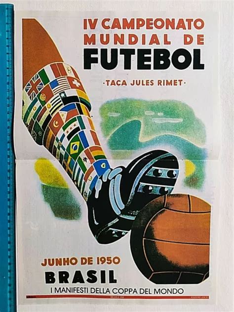 MANIFESTO COPPA DEL Mondo Poster Fifa World Cup Wm 50 Brasil 1950 Rimet