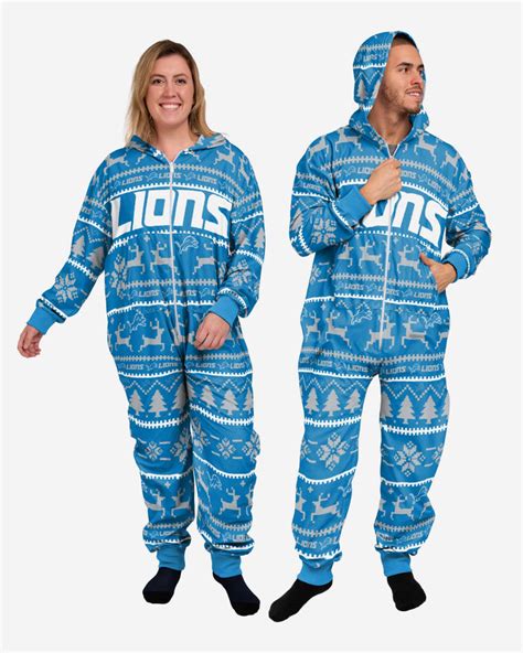 Detroit Lions Holiday One Piece Pajamas Foco