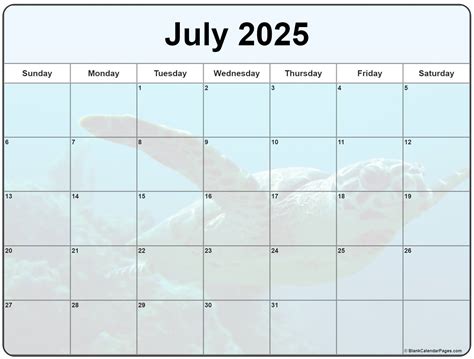 Collection Of July 2025 Photo Calendars With Image Filters