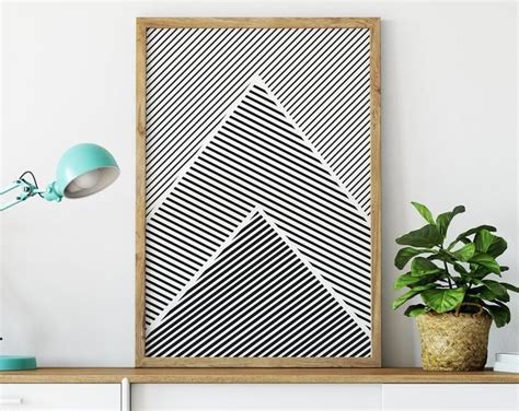 Geometric Print, Geometric Art, Black and White Stripes, Printable Art ...