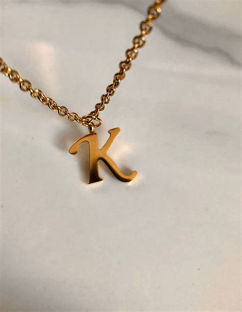 Letter K Necklace Gold Monogram Necklace Name Necklace Etsy