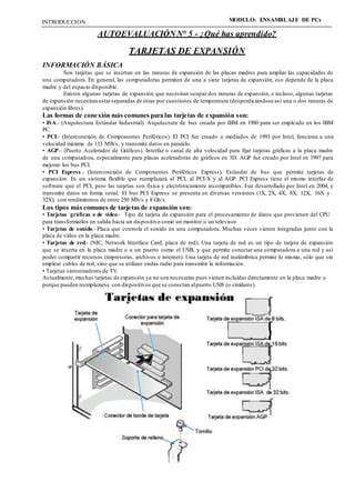 Manual Ensamblaje PCS ACTIVIDAD 5 Tarjetas De Expansion PDF