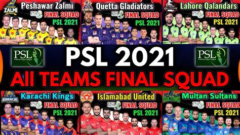 Psl All Teams Final Squad All Teams Final Squad Psl Psl