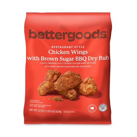 bettergoods Chicken Wings with Brown Sugar BBQ Dry Rub, 22 oz (Frozen