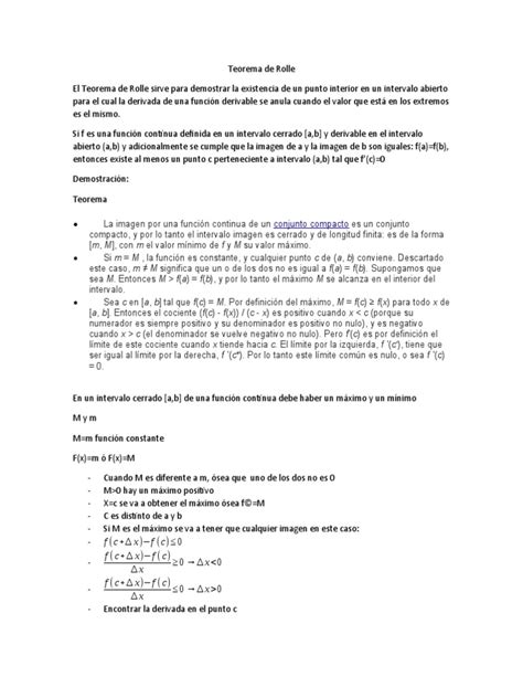 Demostración Del Teorema de Rolle | PDF | Intervalo (Matemáticas ...