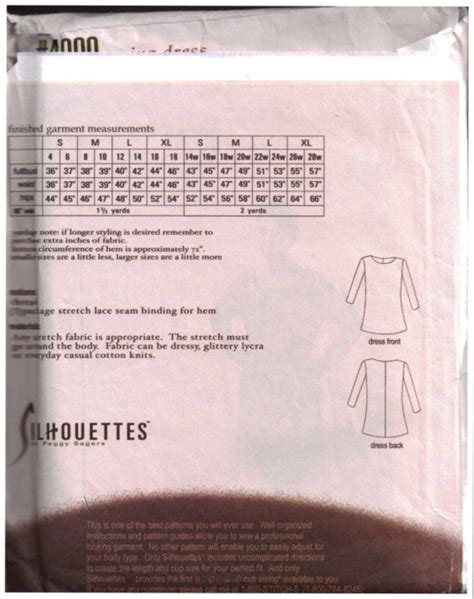 Silhouettes 4000 Swing Dress Size 4 18 And 14w 24w Uncut Sewing Pattern