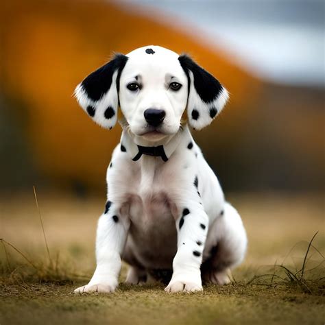 Un Perro Blanco Y Negro Con Un Collar Negro Se Sienta En Un Campo