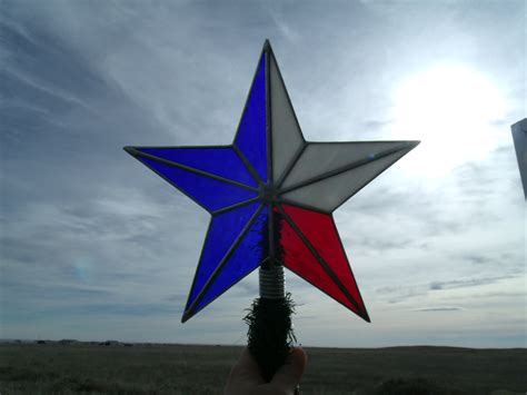 Patriotic Christmas Tree Topper Stained Glass Texas Flag Star | Etsy