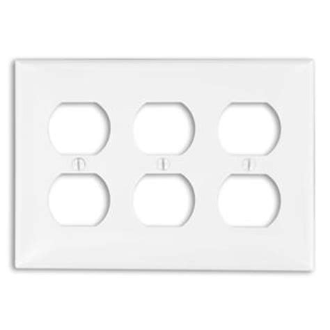 Leviton 80730 W 3 Gang Duplex Device Receptacle Wall Plate Nylon Standard Size White Mars