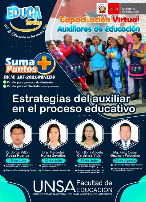 Educasmileperú Curso De Capacitación Para Auxiliares De Educación 2022 2