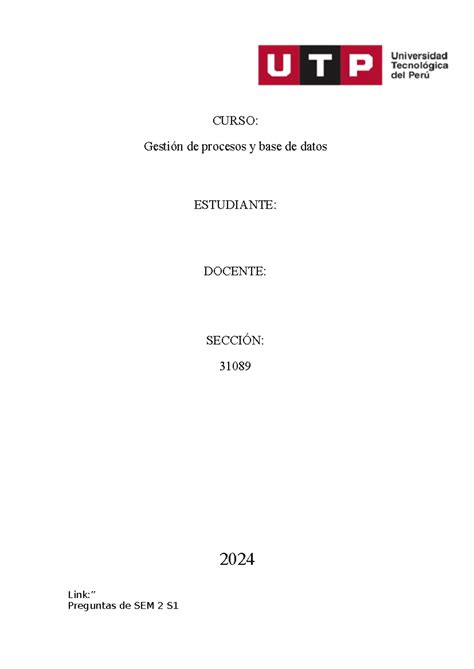 Sem 2 Gestion De Procesos Y Base De Datos Curso Gestión De Procesos Y Base De Datos