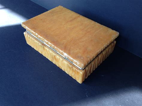 Genuine Alabaster Box Hand Carved Made In By Thedustywingvintage