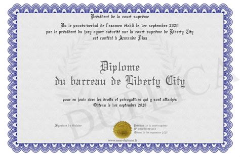 Diplome Du Barreau De Liberty City