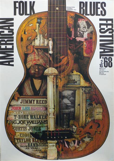 John Lee Hooker T Bone Walker Huge American Folk Blues Concert Poster