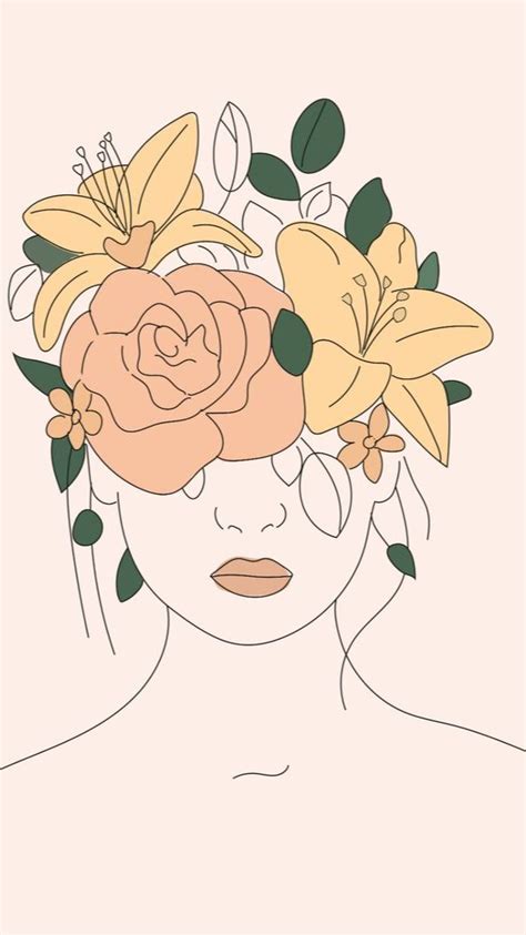 Modern Minimal Female Line Art Flower Line Art Minimalist Wall Art Aesthetic Wall Art Boho