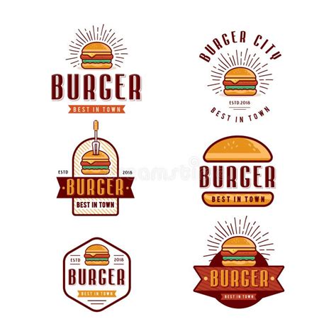 Retro Burger Vintage Logo Badge Design Stock Illustration