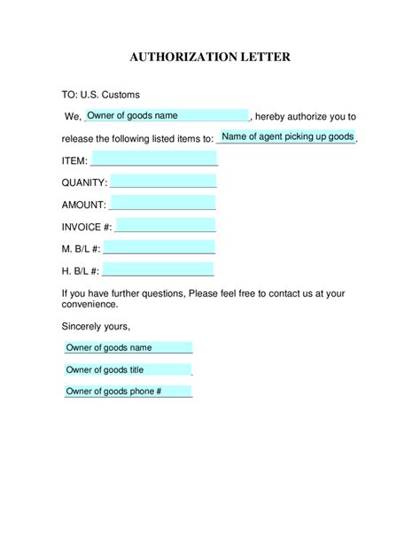 Authorization Letter Templates Fillable Printable Pdf Forms