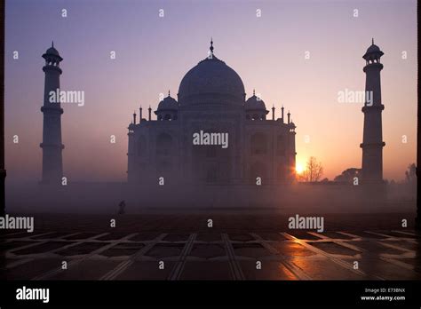 Taj Mahal At Sunrise Unesco World Heritage Site Agra Uttar Pradesh