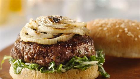 Grilled Onion Topped Caesar Burgers Recipe Lifemadedeliciousca