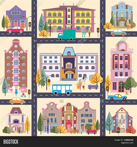 Small Town Buildings Vector & Photo (Free Trial) | Bigstock