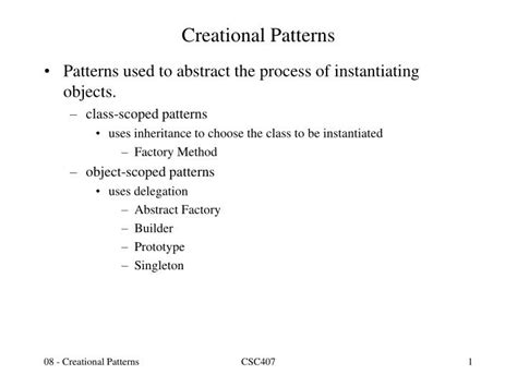 PPT - Creational Patterns PowerPoint Presentation, free download - ID:4361758