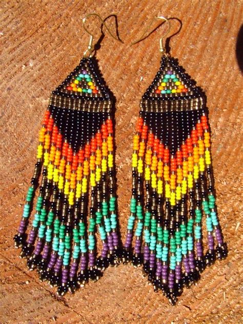 Native American Seed Beaded Rainbow Beauties Long Etsy Beaded