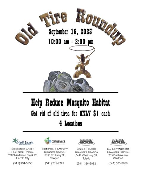 Old Tire Roundup Sept 16 10 00am 2pm Thompsons Sanitary Service