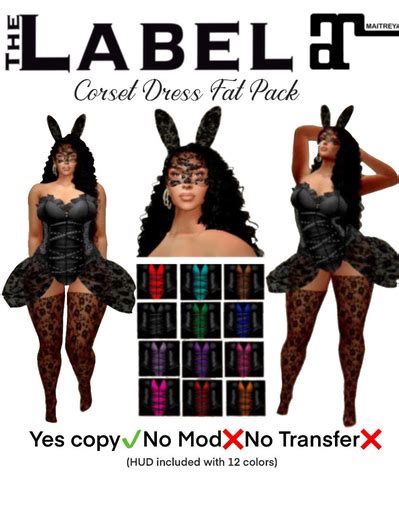 Second Life Marketplace Corset Dress Fat Pack