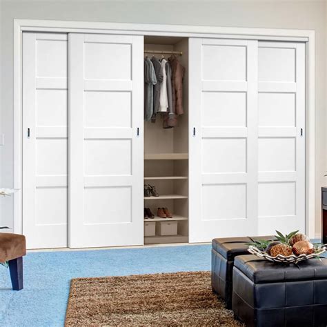 Four Sliding Wardrobe Doors And Frame Kit Shaker 4p Door White Prime