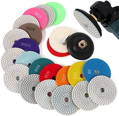 15pcs Diamond Polishing Pads Kit 4 Inch 100mm Wet Dry For Granite Stone