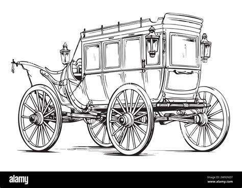 Stagecoach Covered Wagon Sketch Vector Design Vector Illustration