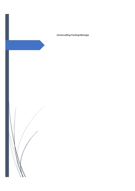 Samenvatting Psychopathologie Samenvatting Psychopathologie Inhoud