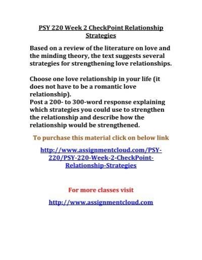 Psy Week Checkpoint Relationship Strategies