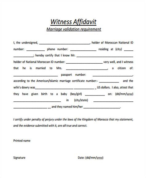 Witness Affidavit Marriage Fill Out And Sign Printable Pdf Template Images