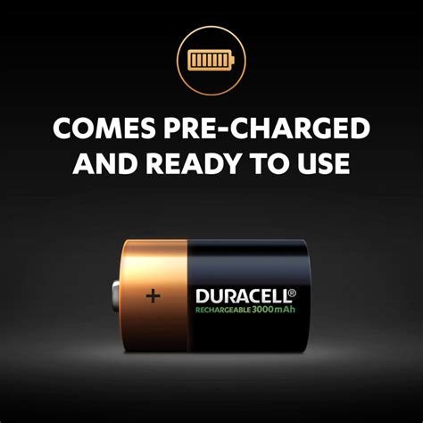 Duracell Rechargeable D Hr20 2200mah Batteries 2 Pack