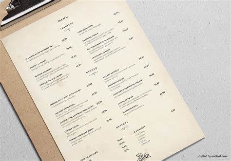 Classy Minimalistic Restaurant Menu Template Ai