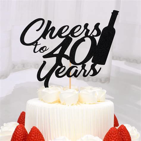 Buy Black 40 Cake Topper Cheers To 40 Years Happy 40th Birthday Party Decorations Supplies