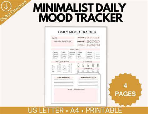 Mental Health Daily Tracker Printable Mental Health Journal Mental Health Log Daily