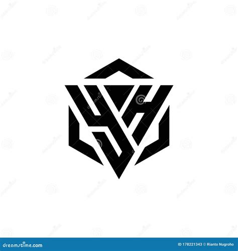 Yh Logo Monogram With Triangle And Hexagon Modern Design Template Stock