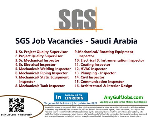 Sgs Job Vacancies Saudi Arabia Ksa Anygulfjobs