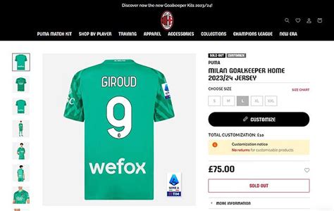 Ac Milan Produce A Giroud Goalkeeper Jersey For Fans To Buy After