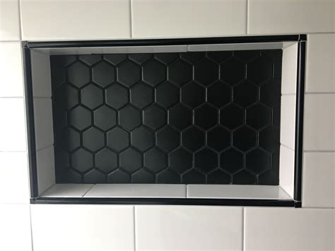 Custom Shower Niche With 2 Hex Accent Shower Niche Tile Shower